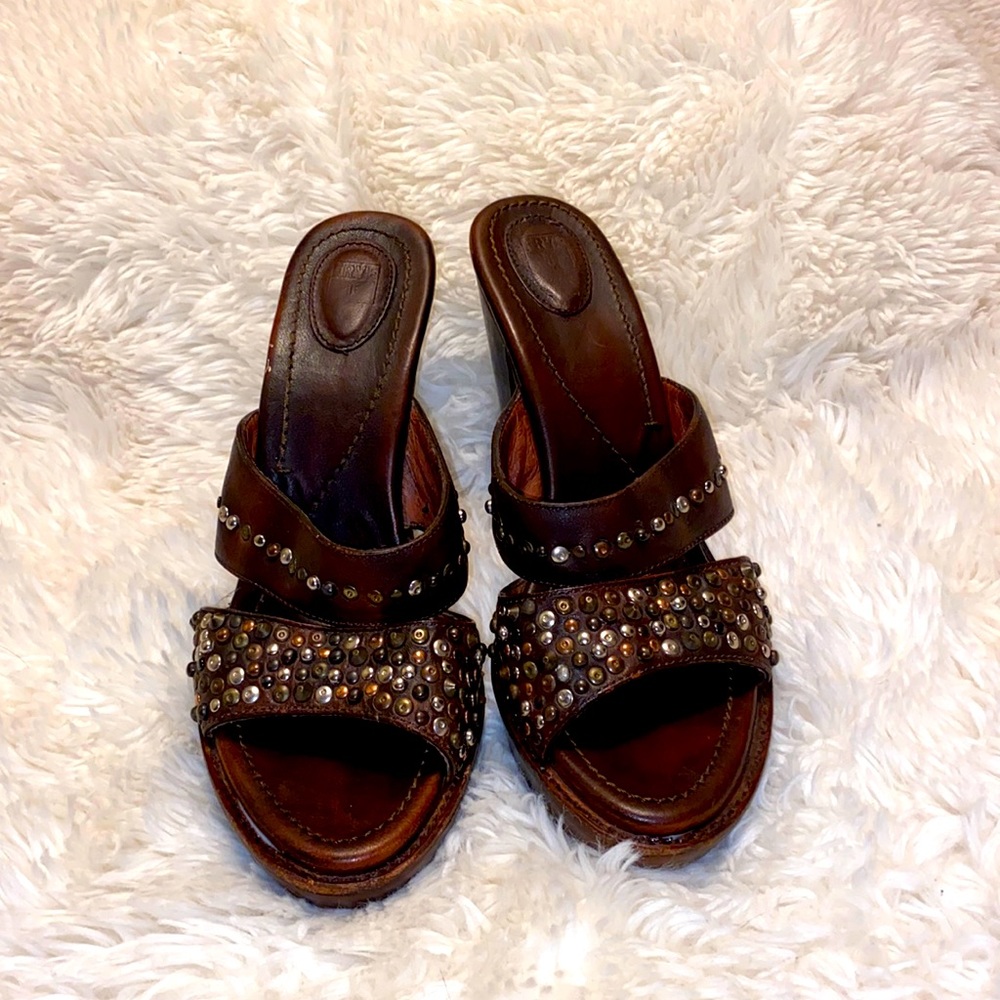 Frye studded heeled sandals
